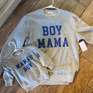 Pink Lily Gray 'Boy Mama' Mom and Son Matching Sweatshirts